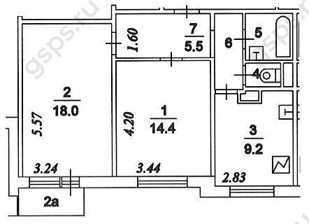 2-комнатная 53.5 м2 в ЖК undefined корпус null этаж 14