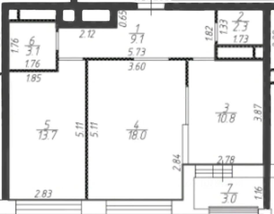 2-комнатная 63.7 м2 в ЖК undefined корпус null этаж 20