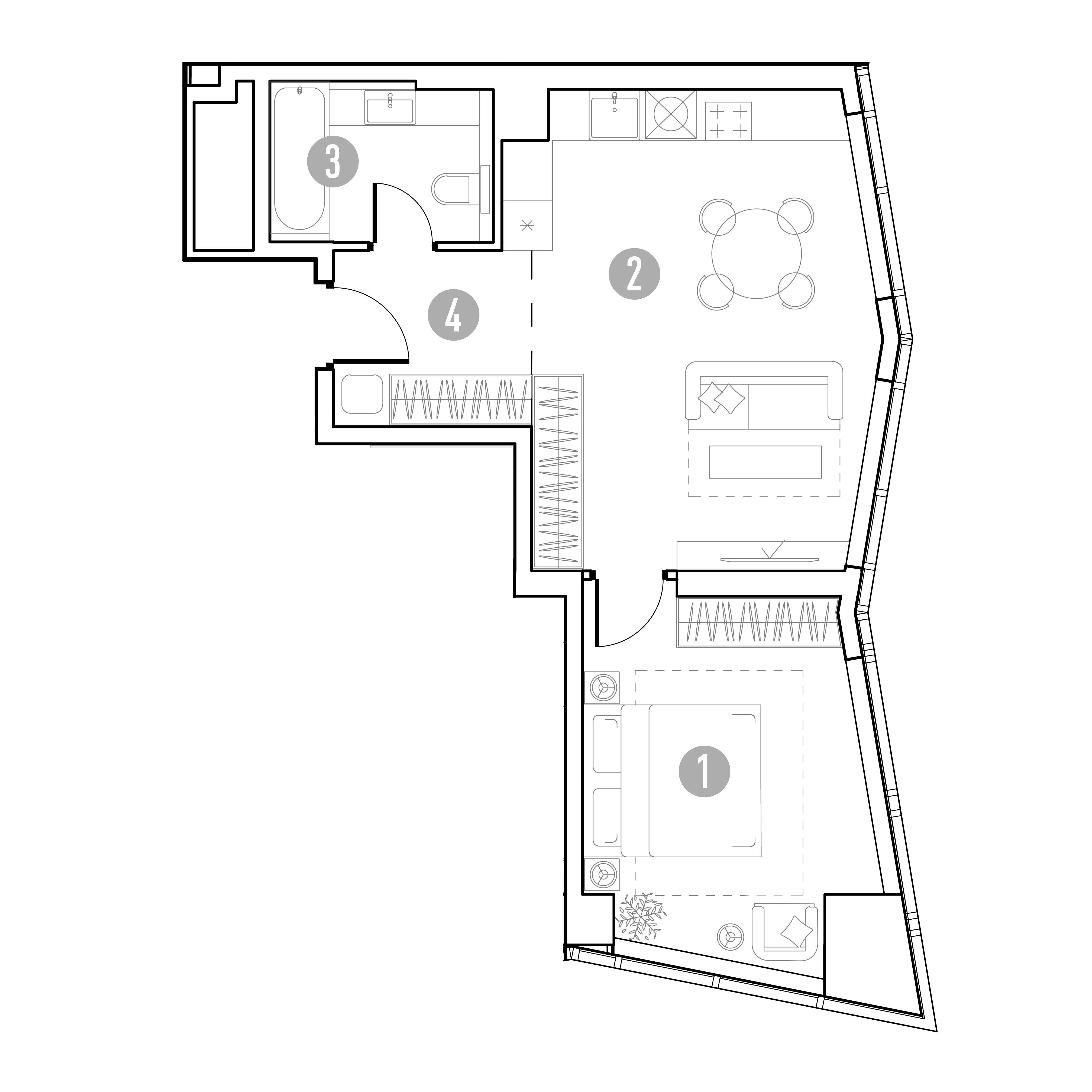 1-комнатная 46 м2 в ЖК УНО.Горбунова корпус null этаж 15