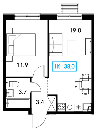 1-комнатная 37 м2 в ЖК Новый Зеленоград корпус null этаж 16