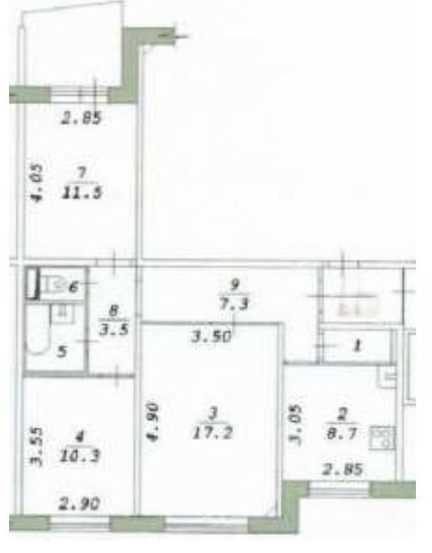 3-комнатная 63.5 м2 в ЖК undefined корпус null этаж 2