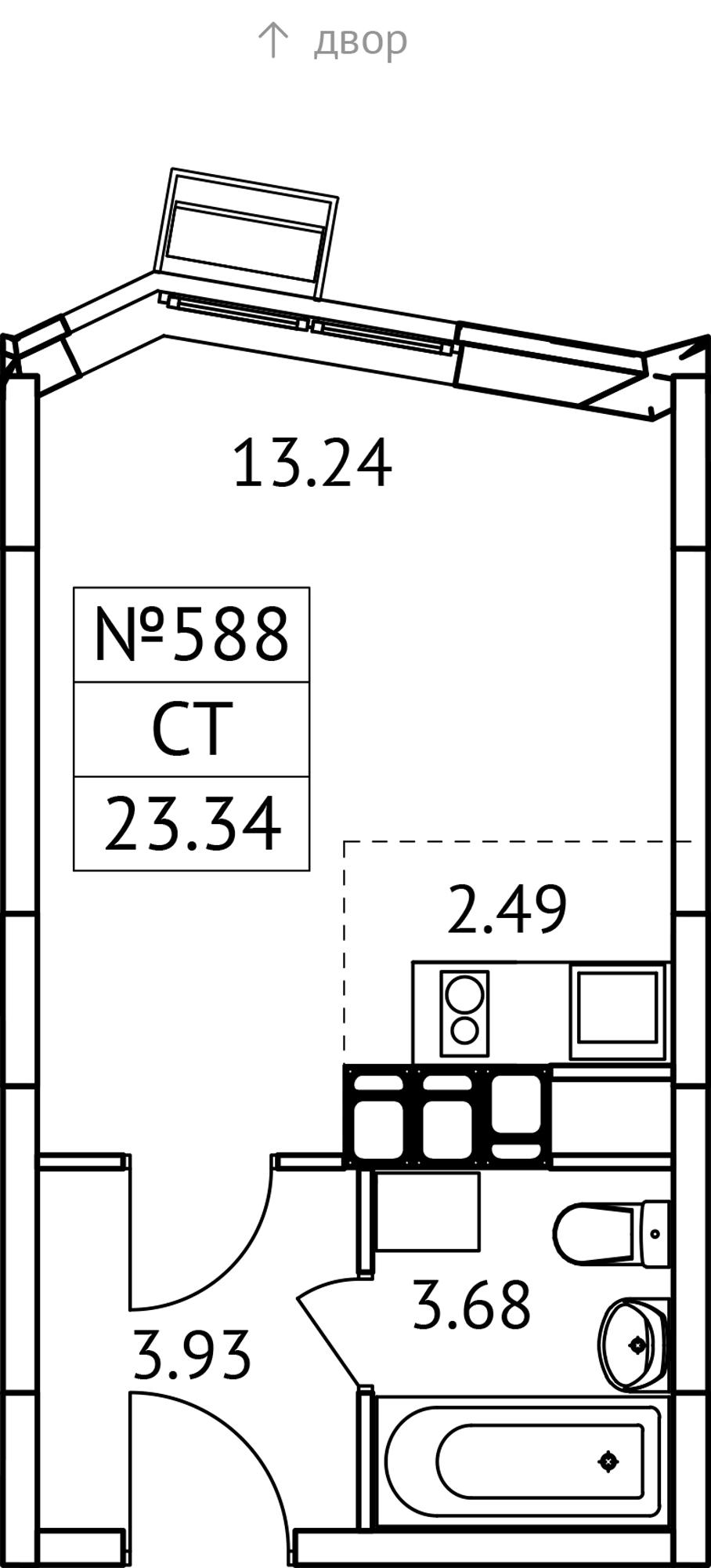 Студия 23 м2 в ЖК Новотомилино корпус null этаж 12