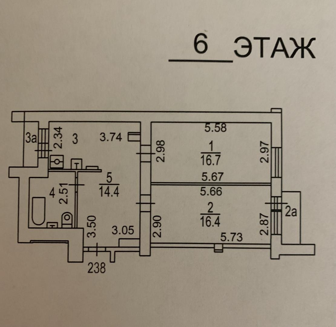 2-комнатная 58 м2 в ЖК undefined корпус null этаж 6