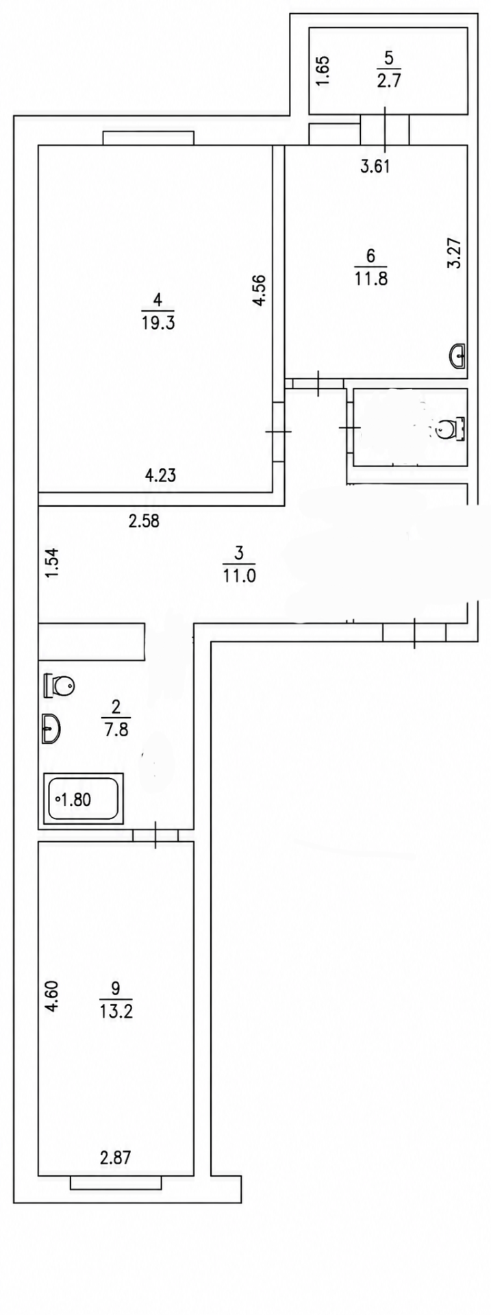 2-комнатная 67.7 м2 в ЖК undefined корпус null этаж 14