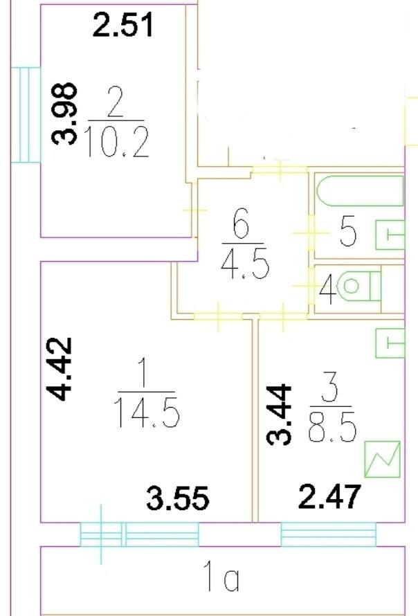 2-комнатная 40.7 м2 в ЖК undefined корпус null этаж 4