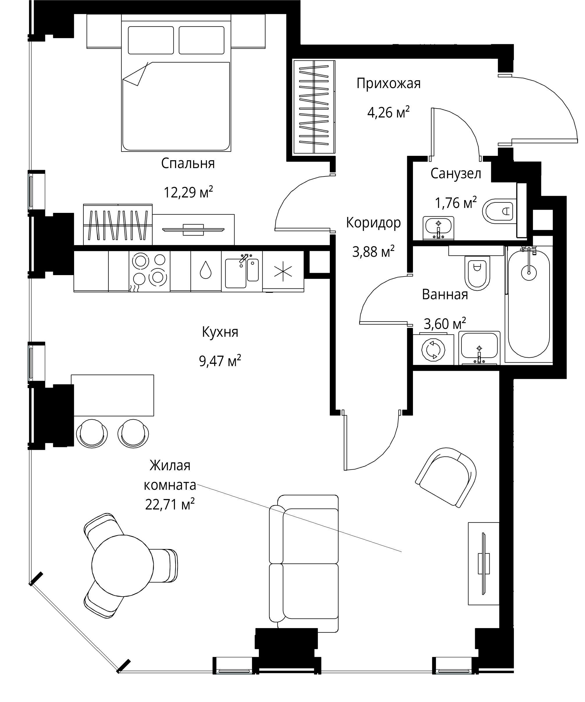 2-комнатная 57 м2 в ЖК СИТИДЗЕН корпус null этаж 10