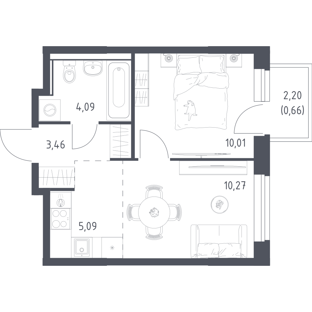 Студия 33 м2 в ЖК Квартал Ивакино корпус null этаж 4
