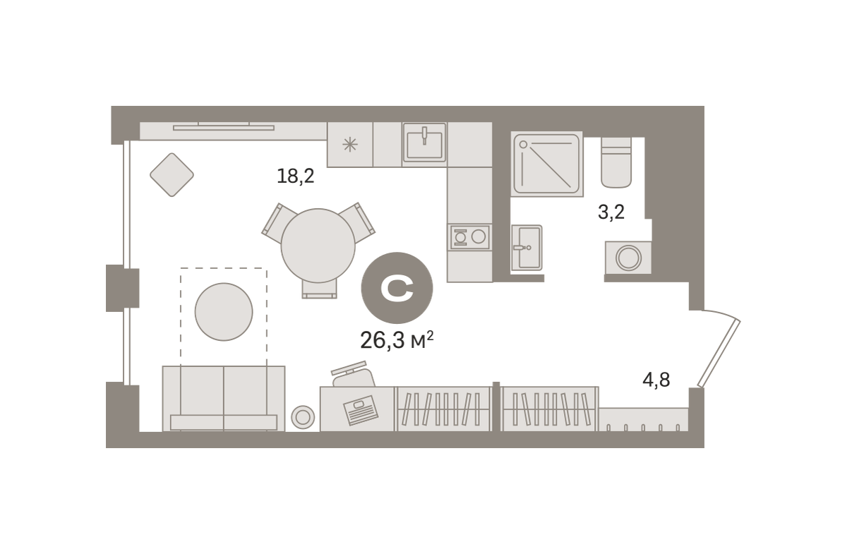 Студия 26 м2 в ЖК Квартал Герцена корпус null этаж 13