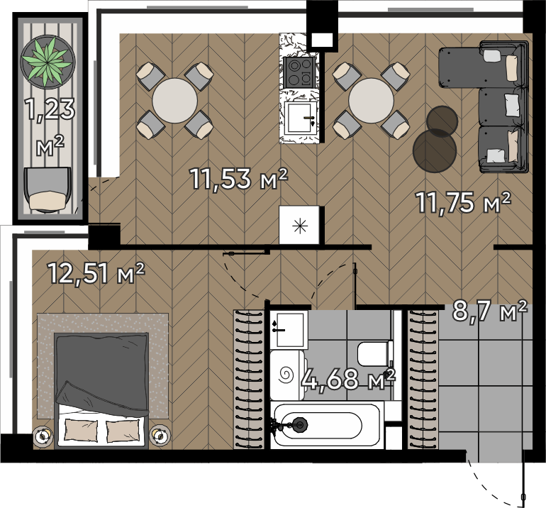 2-комнатная 50 м2 в ЖК Квартал Серебряный бор корпус null этаж 9