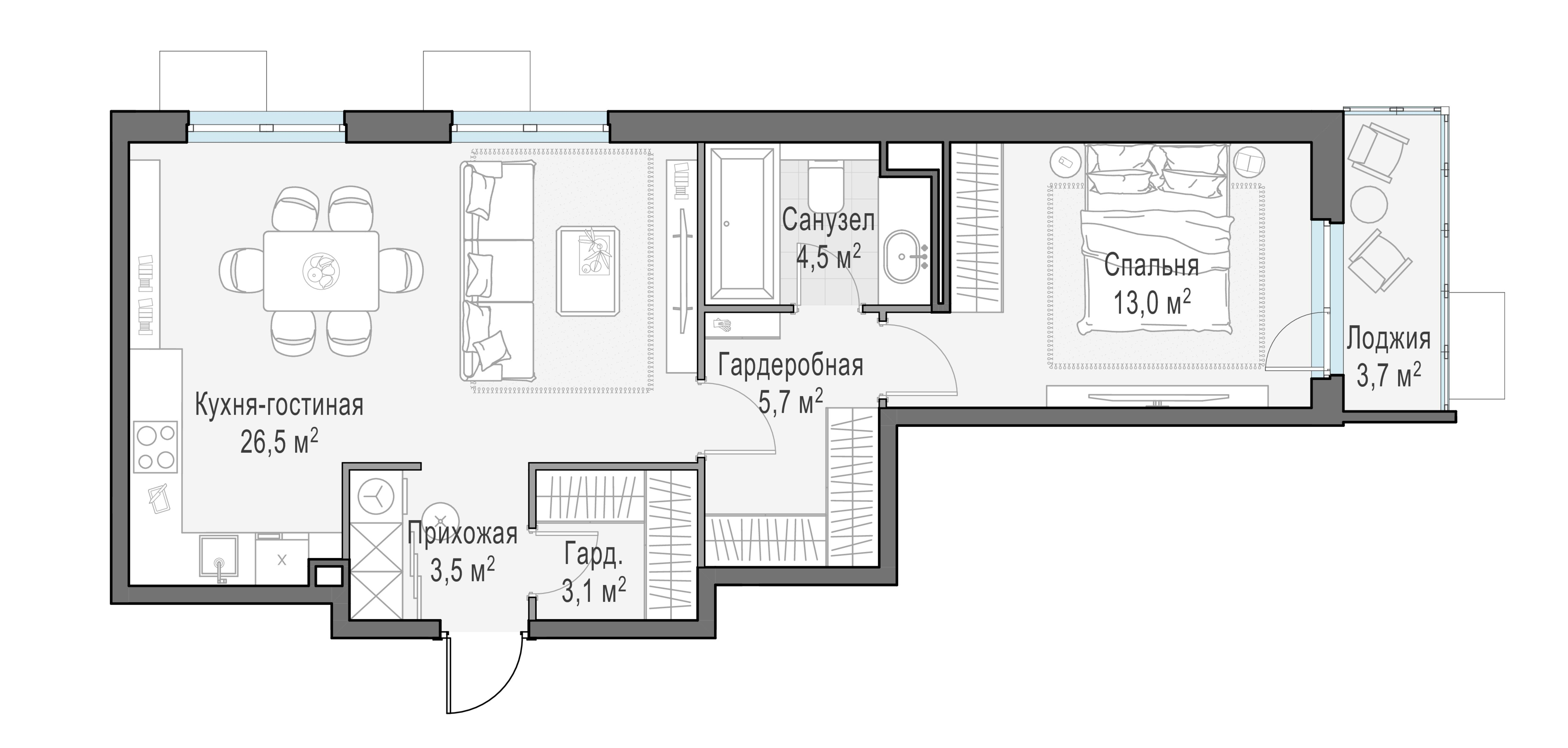 3-комнатная 56 м2 в ЖК Жилые кварталы «Новое Пушкино» корпус null этаж 15