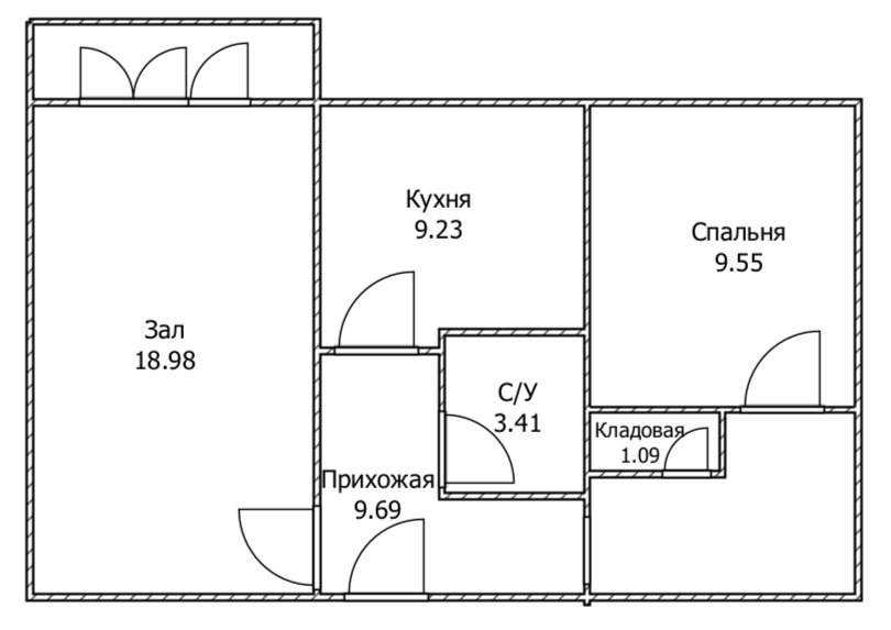 2-комнатная 52 м2 в ЖК undefined корпус null этаж 1