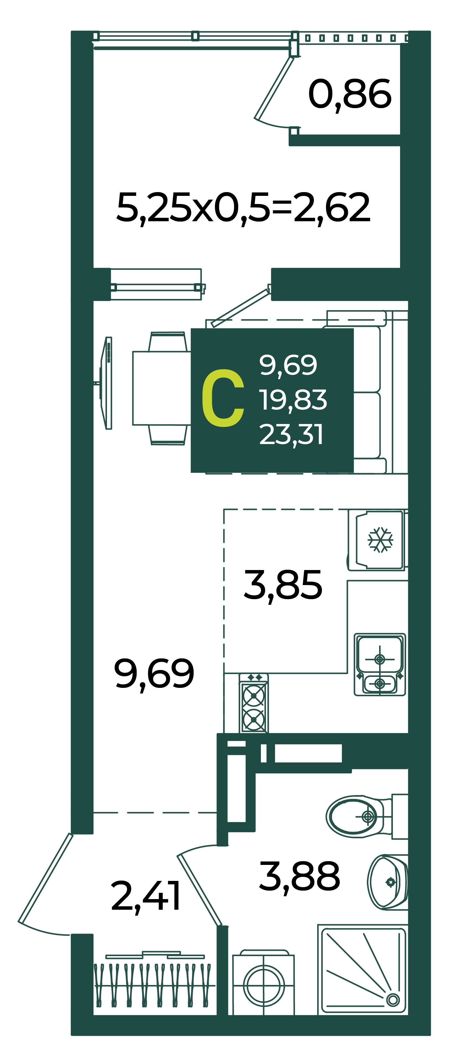 Студия 23 м2 в ЖК Образцово корпус null этаж 11