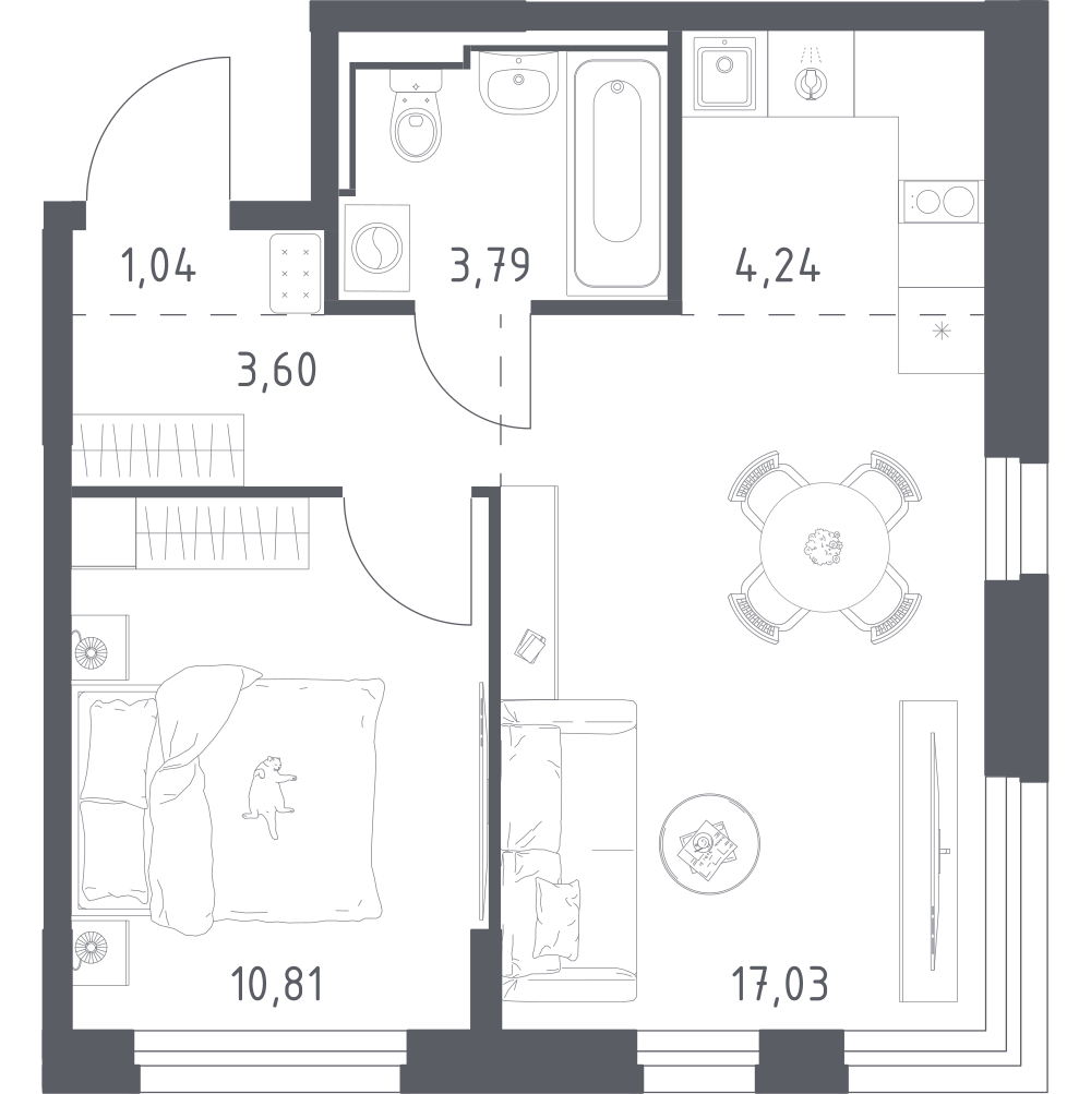 Студия 40 м2 в ЖК Прибрежный парк корпус null этаж 3