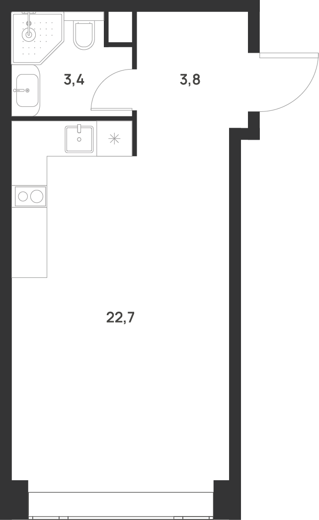 Студия 29 м2 в ЖК Voice Towers корпус null этаж 20