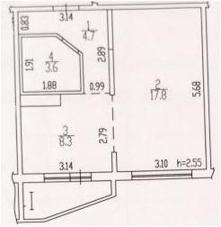 1-комнатная 34.4 м2 в ЖК undefined корпус null этаж 5