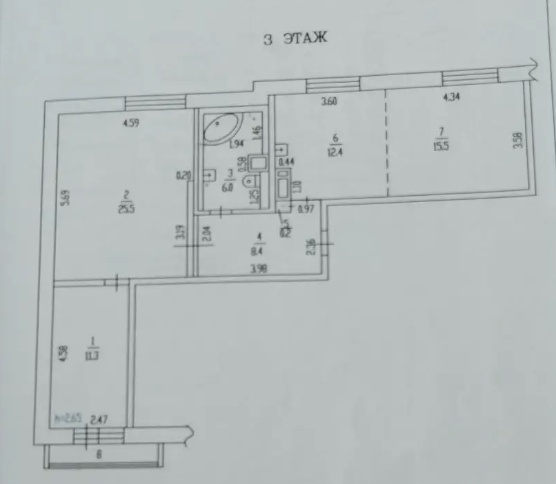 3-комнатная 80 м2 в ЖК undefined корпус null этаж 3