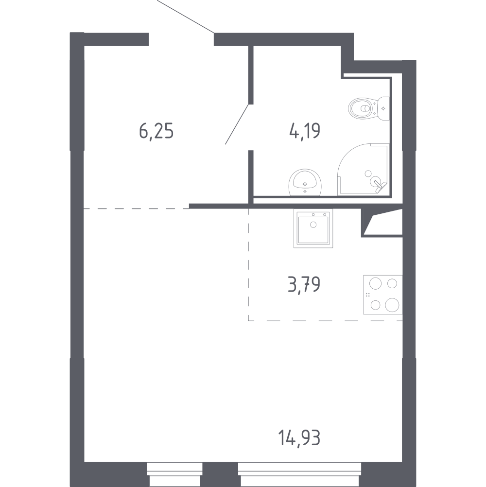 Студия 29 м2 в ЖК Чаркова 72 корпус null этаж 5