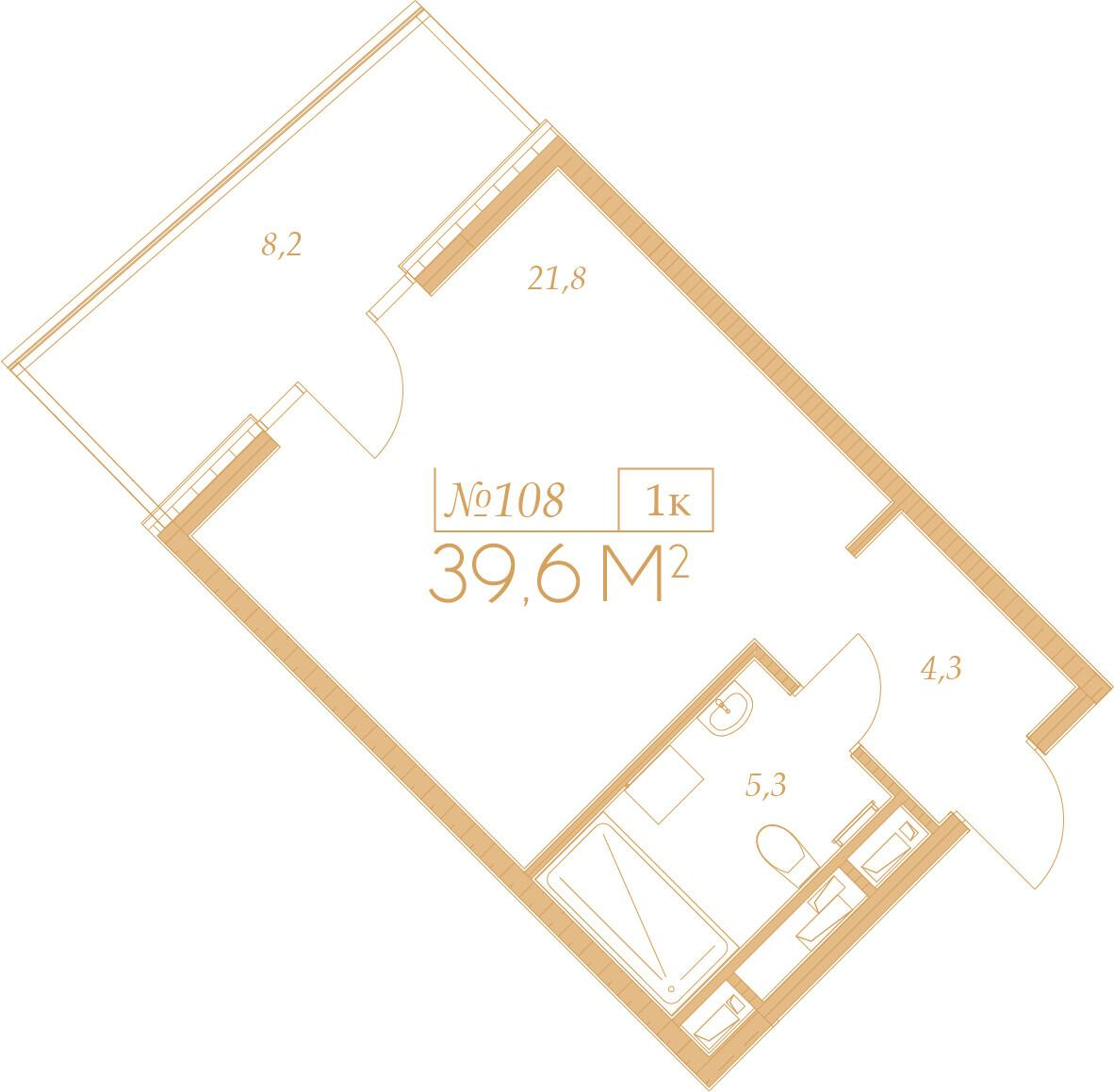 1-комнатная 39 м2 в ЖК Морелло корпус null этаж 9