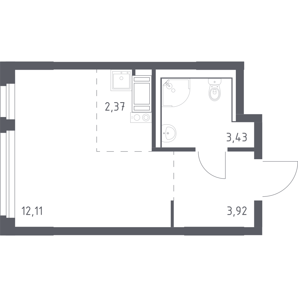 Студия 21 м2 в ЖК Новое Колпино корпус null этаж 4
