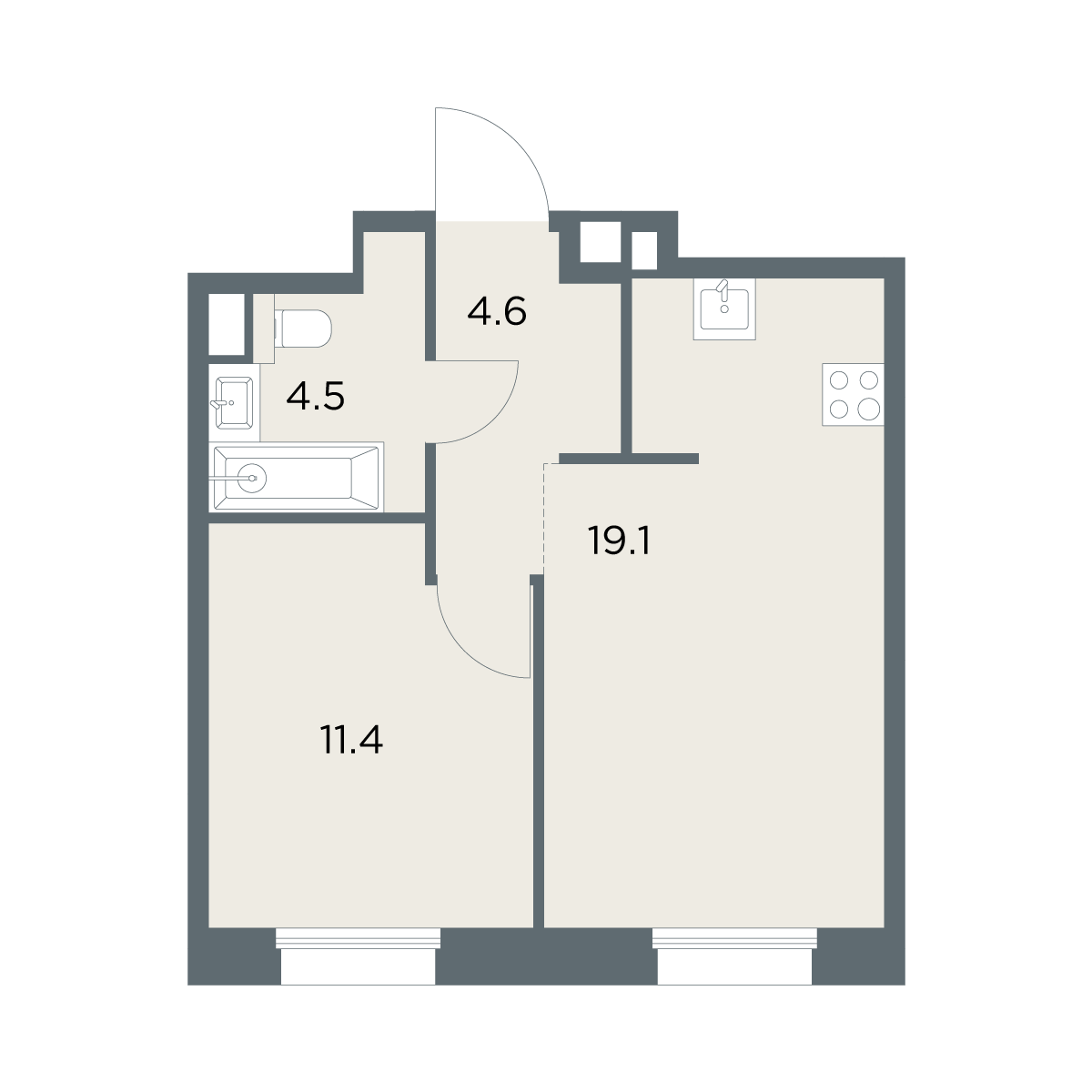 1-комнатная 39 м2 в ЖК Станиславский корпус null этаж 5