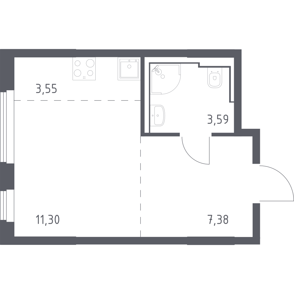 Студия 26 м2 в ЖК Остафьево корпус null этаж 7