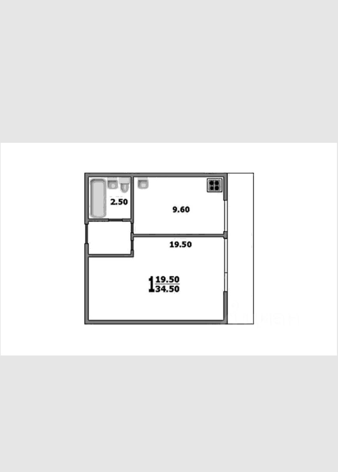 1-комнатная 35 м2 в ЖК undefined корпус null этаж 6