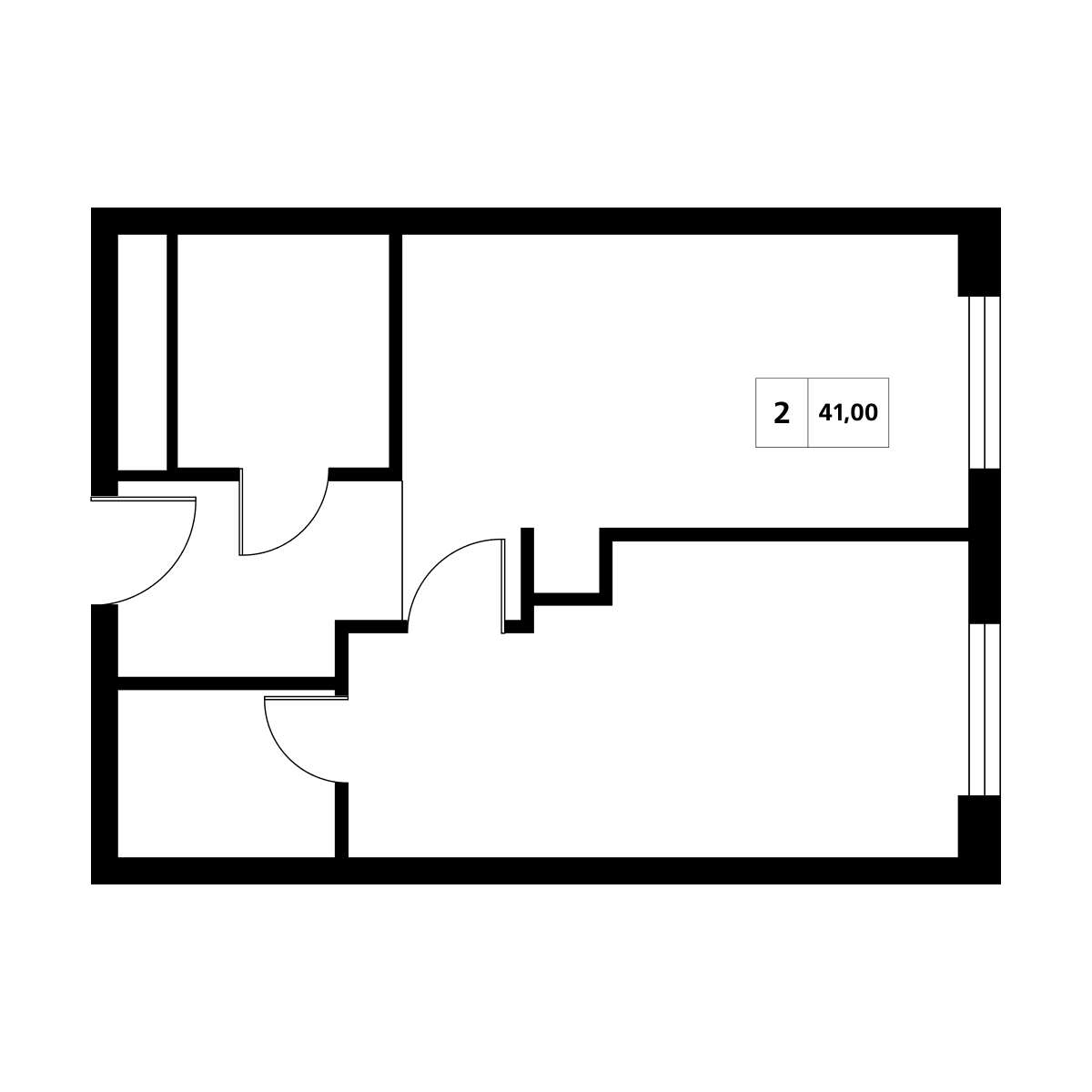 2-комнатная 41 м2 в ЖК Аксис Центр корпус null этаж 7