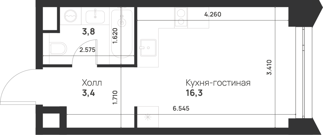 Студия 23 м2 в ЖК Voice Towers корпус null этаж 20