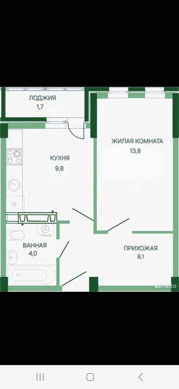 1-комнатная 37.4 м2 в ЖК undefined корпус null этаж 3