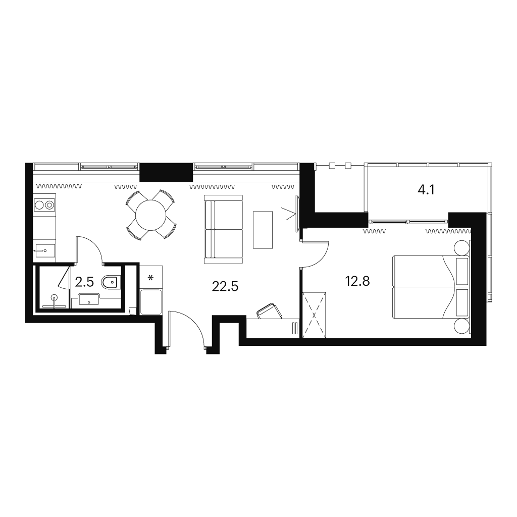 1-комнатная 41 м2 в ЖК Аквилон SIGNAL корпус null этаж 15