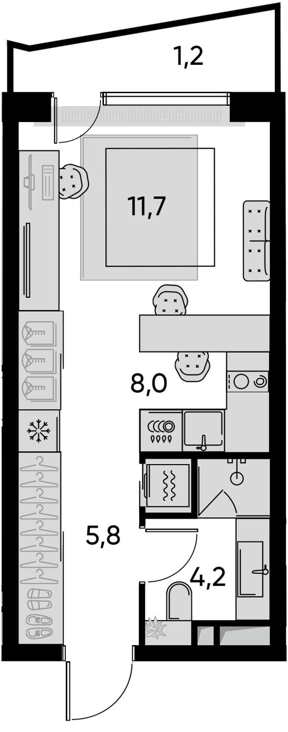 1-комнатная 30 м2 в ЖК Pride корпус null этаж 18