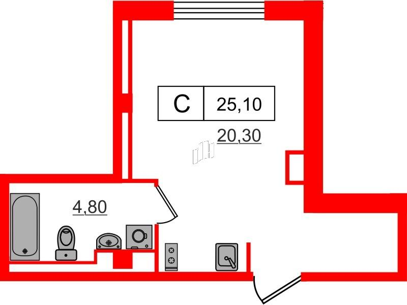 Студия 25 м2 в ЖК GLER корпус null этаж 6