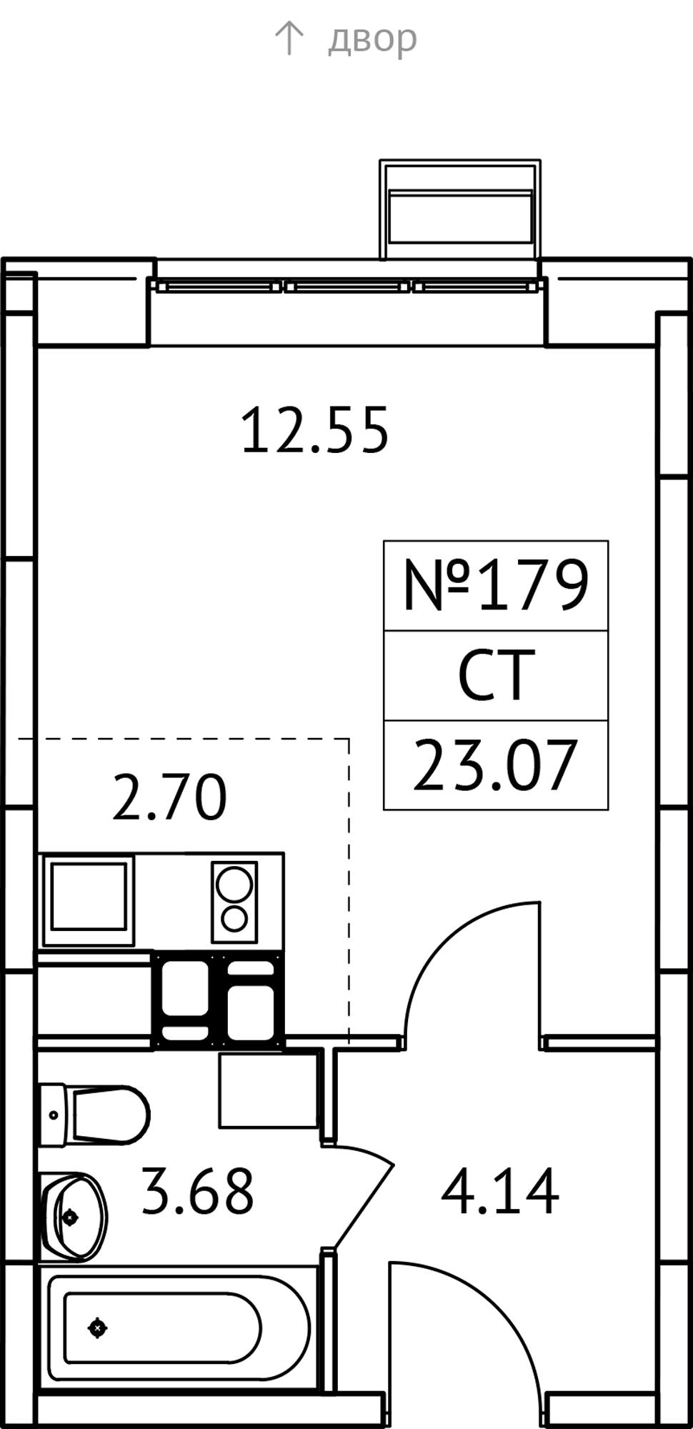 Студия 23 м2 в ЖК Новотомилино корпус null этаж 9