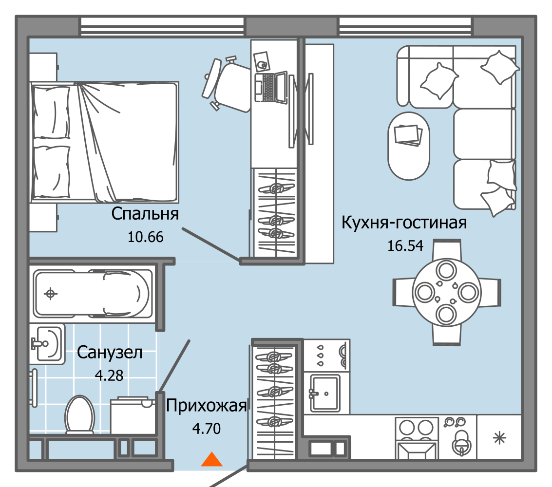 2-комнатная 36 м2 в ЖК ЖК Город Новаторов корпус null этаж 7