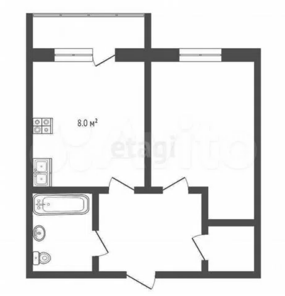 1-комнатная 36.8 м2 в ЖК undefined корпус null этаж 17