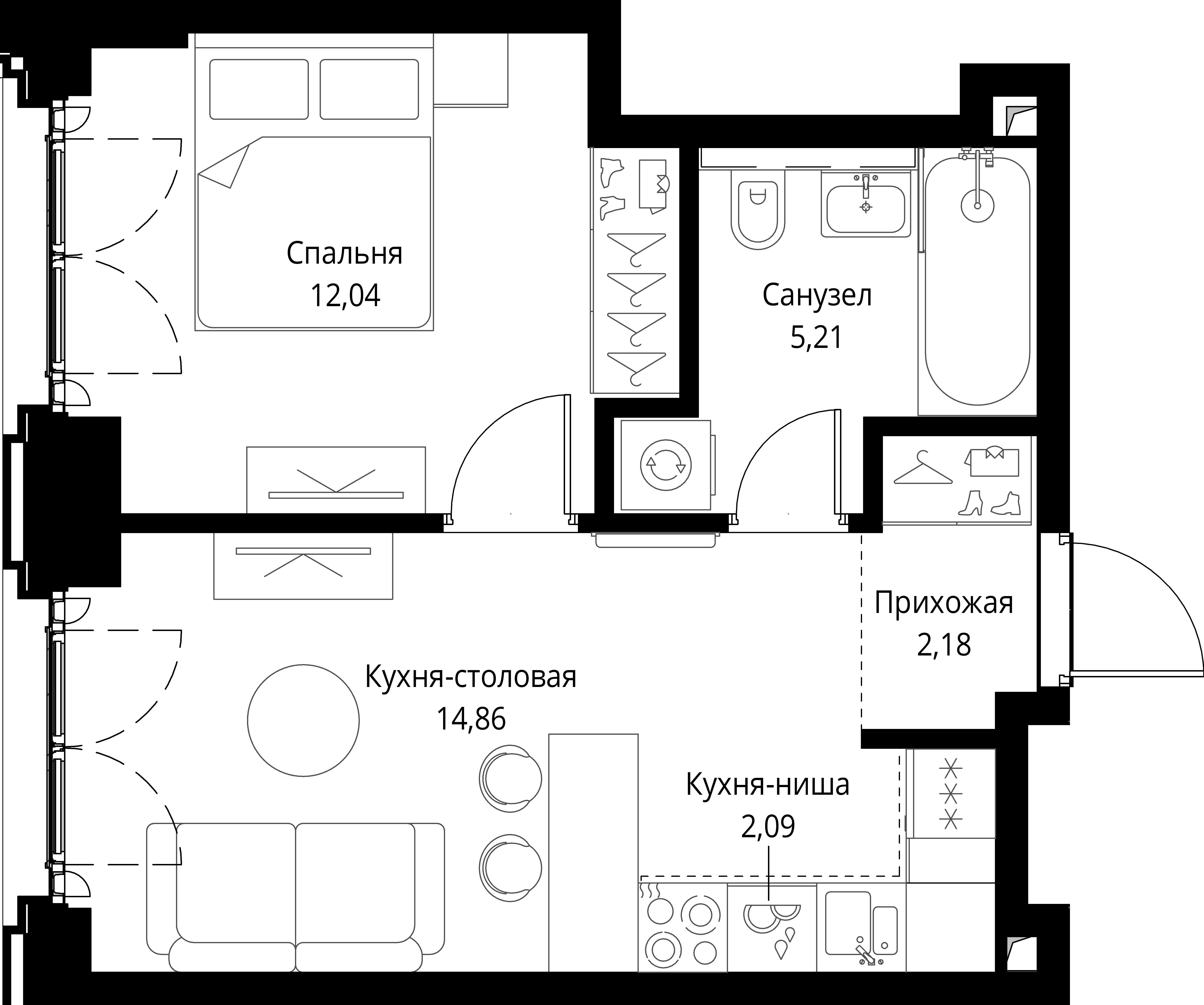 1-комнатная 36 м2 в ЖК Сити Бэй корпус null этаж 7