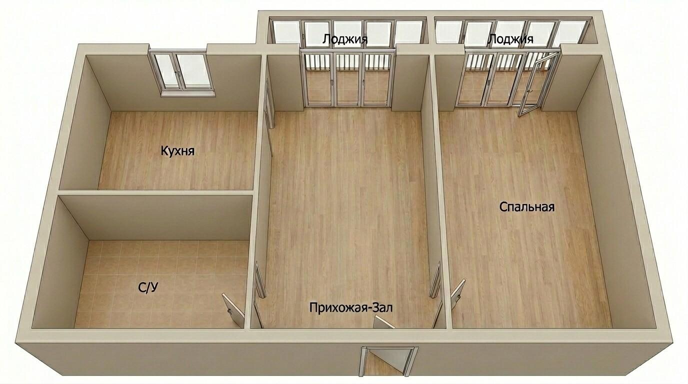 2-комнатная 55.8 м2 в ЖК undefined корпус null этаж 8
