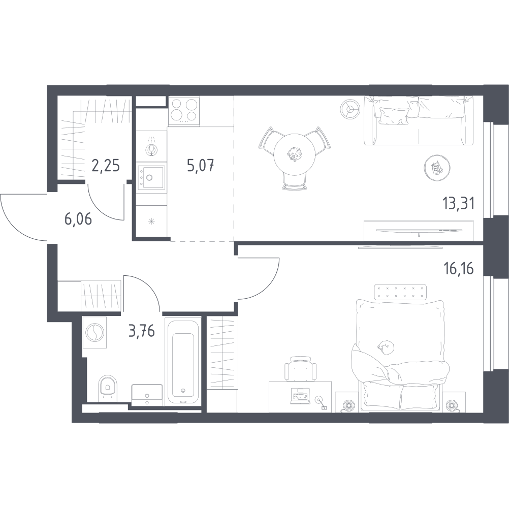 Студия 46 м2 в ЖК Заречье Парк корпус null этаж 8
