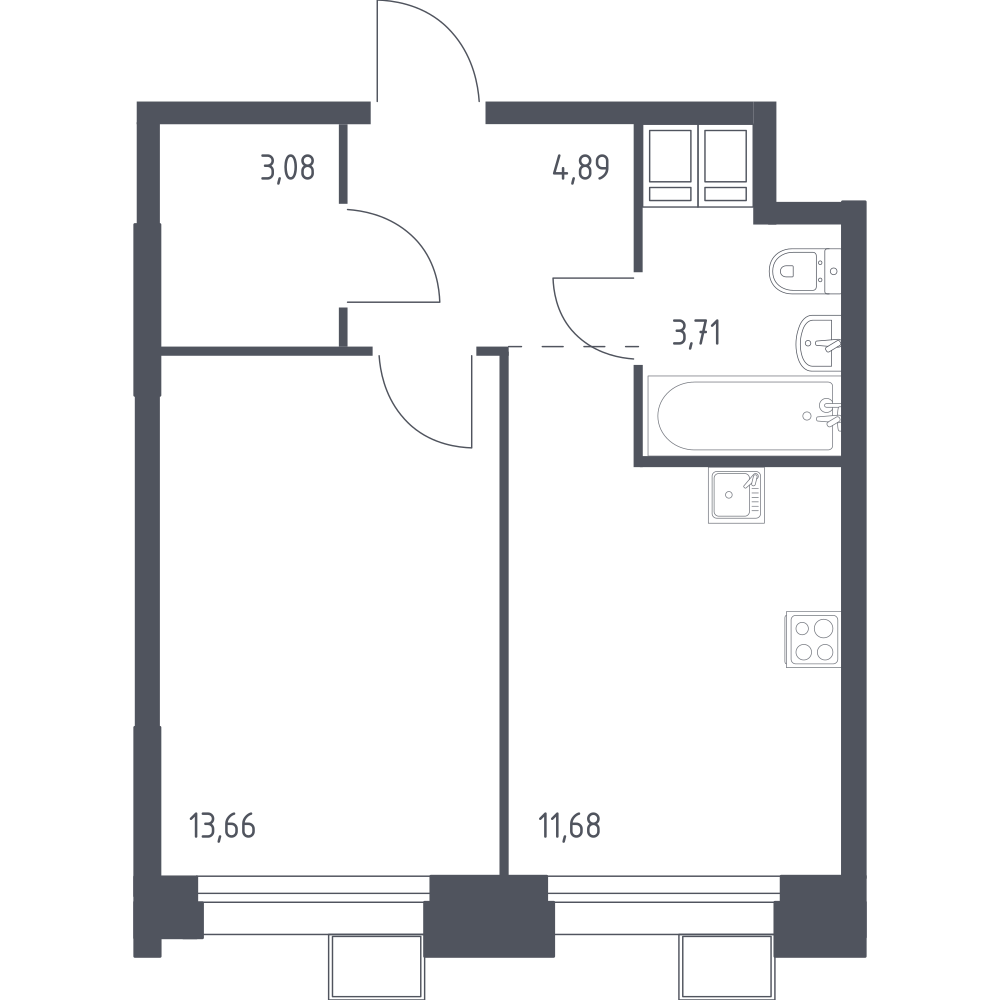 1-комнатная 36 м2 в ЖК Тропарево Парк корпус null этаж 19