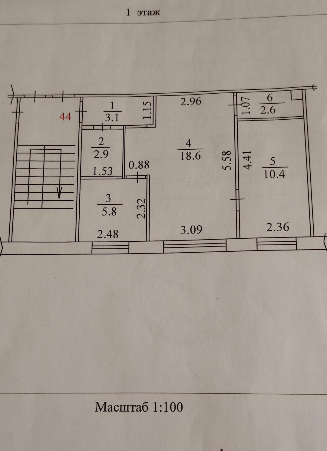 2-комнатная 43.4 м2 в ЖК undefined корпус null этаж 1