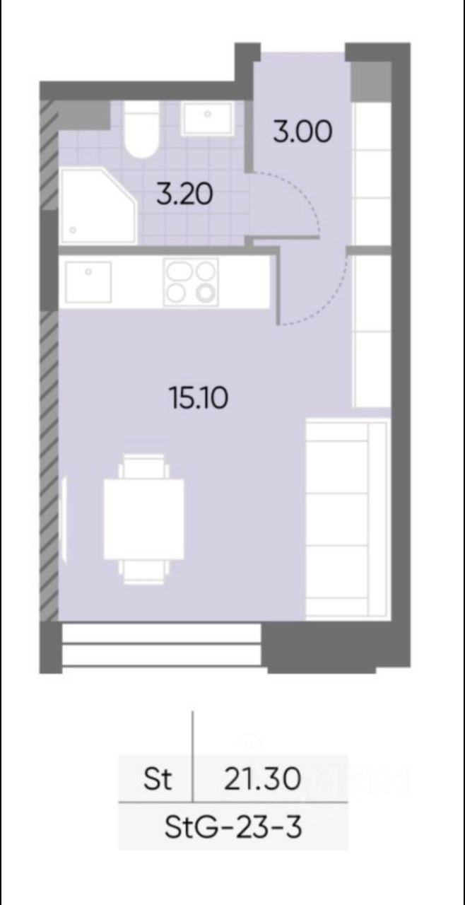 Студия 21.3 м2 в ЖК undefined корпус null этаж 3