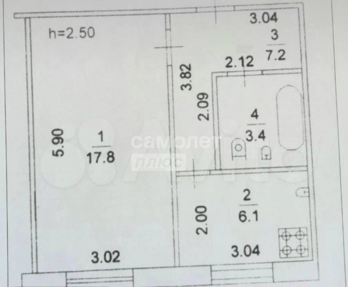 1-комнатная 34.3 м2 в ЖК undefined корпус null этаж 5