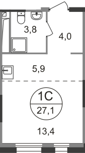 Студия 27 м2 в ЖК Первый Московский корпус null этаж 17