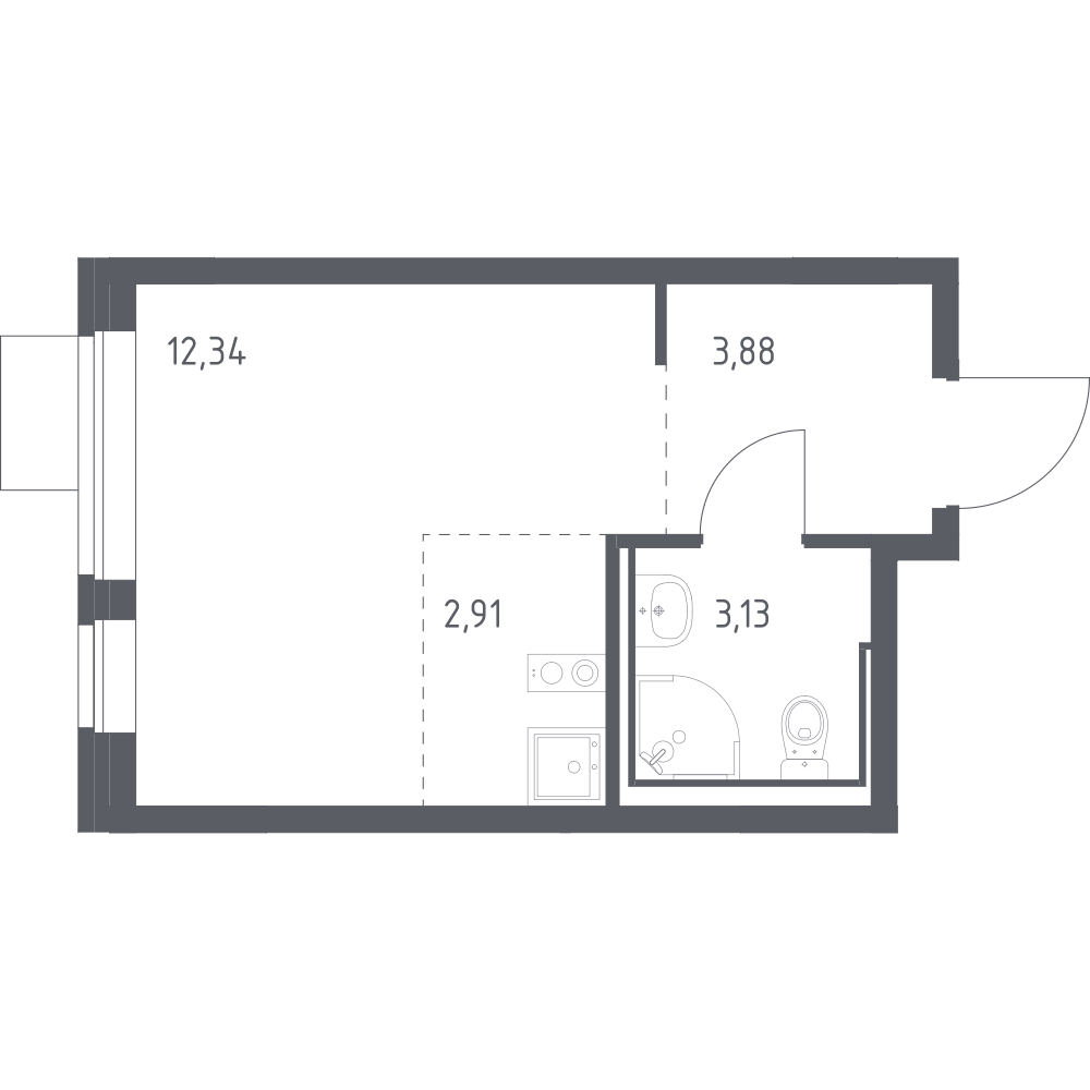 Студия 22 м2 в ЖК Молжаниново корпус null этаж 5
