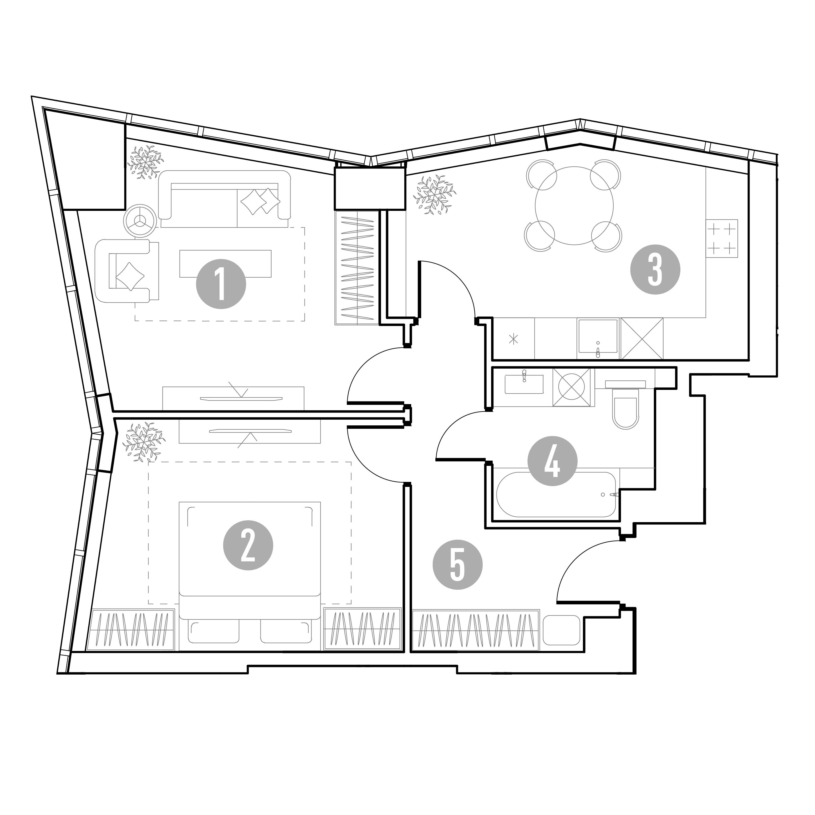 2-комнатная 54 м2 в ЖК UNO.Горбунова корпус null этаж 8