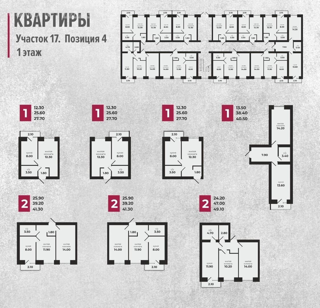 2-комнатная 41.5 м2 в ЖК undefined корпус undefined этаж 2