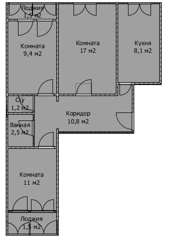 3-комнатная 63 м2 в ЖК undefined корпус undefined этаж 1