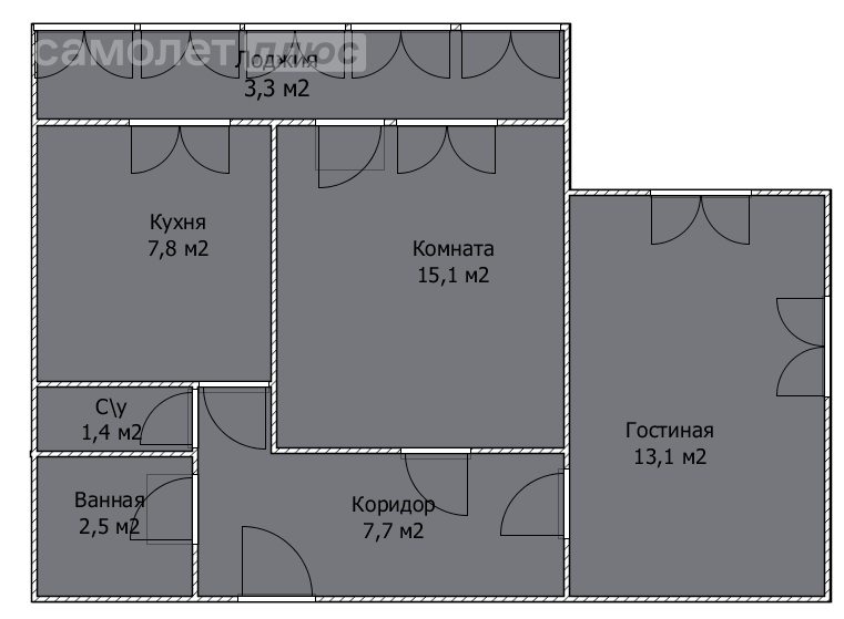 2-комнатная 50.9 м2 в ЖК undefined корпус undefined этаж 3