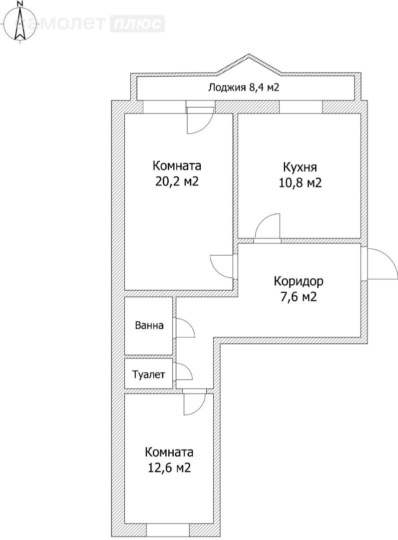 2-комнатная 59 м2 в ЖК undefined корпус undefined этаж 5