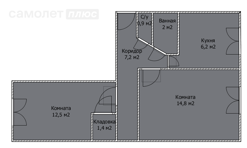 2-комнатная 45 м2 в ЖК undefined корпус undefined этаж 1